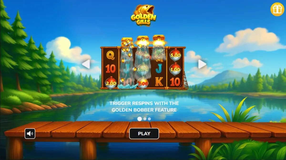 Interface do jogo de caça-níqueis Golden Gill com tema de pesca
